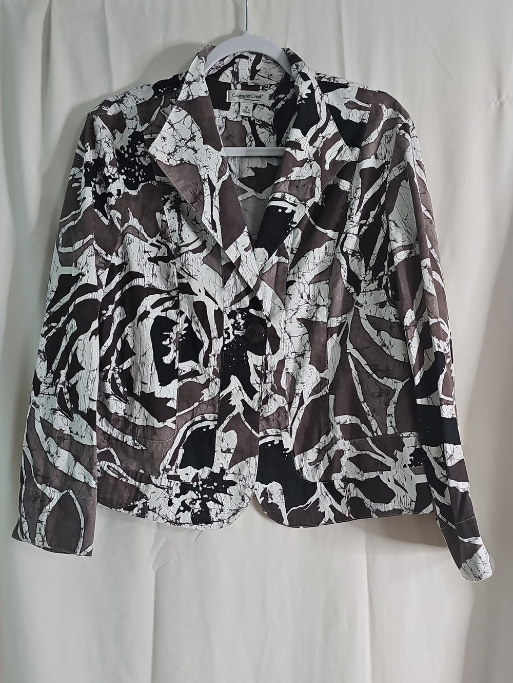 Coldwater Creek Women's Black , Brown & White Patterned Blazer Jacket